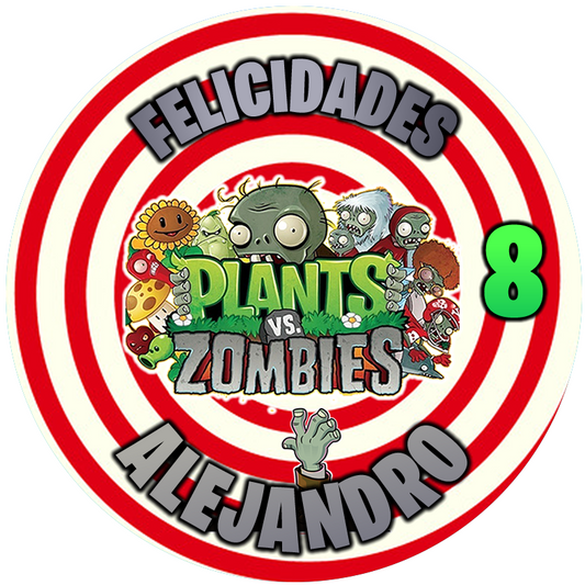 OBLEA de Zombies VS Plantas personalizada para pastel o Tarta, especial para cumpleaños