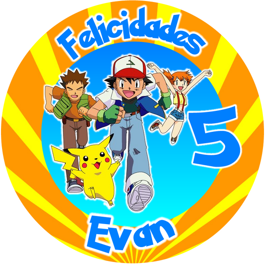 OBLEA de Pokemon personalizada para pastel o Tarta, especial para cumpleaños