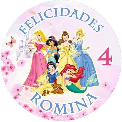 OBLEA de Princesas personalizada para pastel o Tarta, especial para cumpleaños