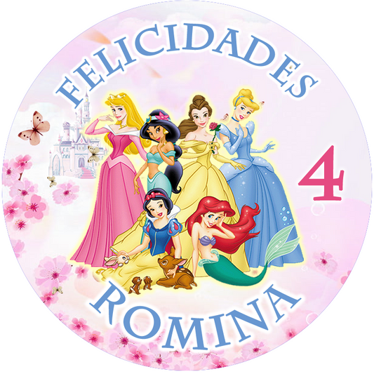 OBLEA de Princesas personalizada para pastel o Tarta, especial para cumpleaños
