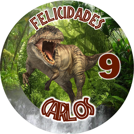 OBLEA de T-Rex personalizada para pastel o Tarta, especial para cumpleaños