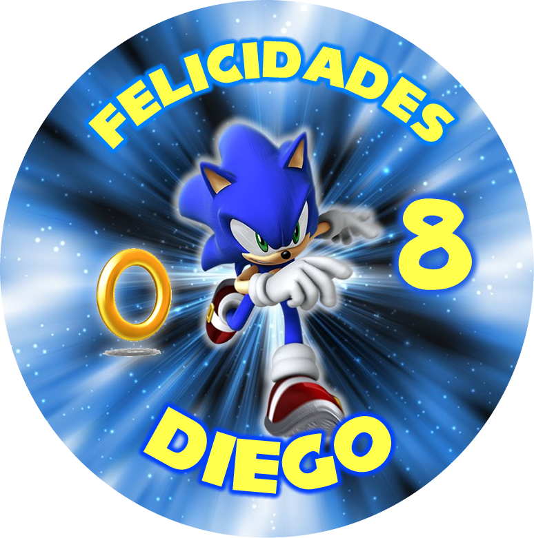 OBLEA de Sonic personalizada para pastel o Tarta, especial para cumpleaños