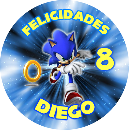 OBLEA de Sonic personalizada para pastel o Tarta, especial para cumpleaños
