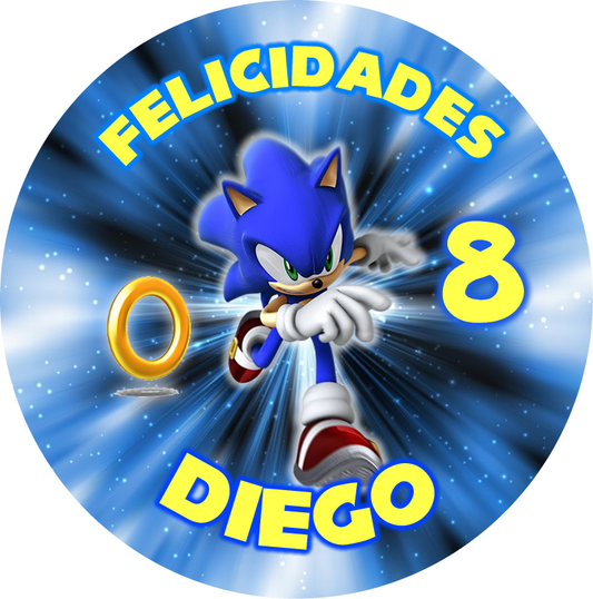 OBLEA de Sonic personalizada para pastel o Tarta, especial para cumpleaños