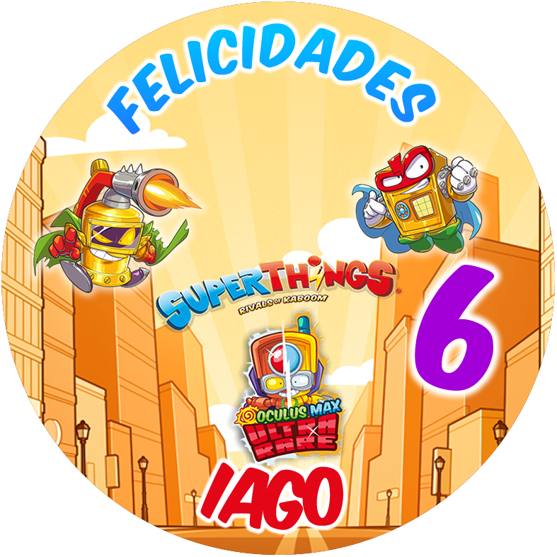 OBLEA de Super Things personalizada para pastel o Tarta, especial para cumpleaños